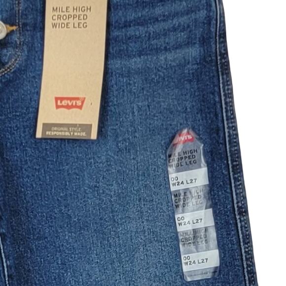 LEVI'S Mile High Cropped Wide Leg Jeans - Size 00 W24 L27 NEW WITH TAGS - Picture 6 of 7